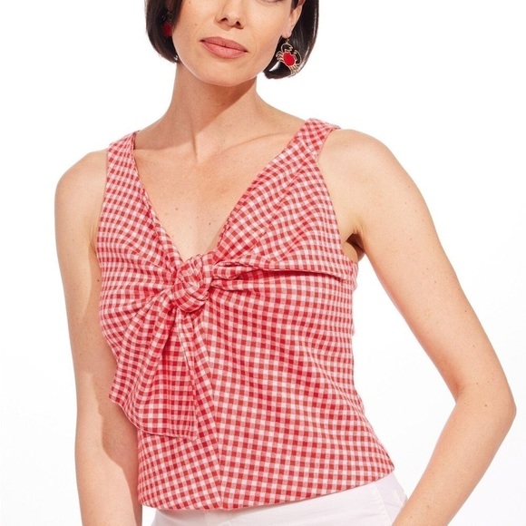 Anthropologie Eva Franco Gingham Bow Top - S - Picture 5 of 8